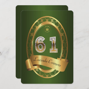 61st,birthday party woman man,elegant color invitation