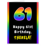 [ Thumbnail: 61st Birthday: Rainbow Spectrum # 61, Custom Name Card ]