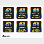 [ Thumbnail: 61st Birthday: Rainbow Spectrum # 61, Custom Name Sticker ]