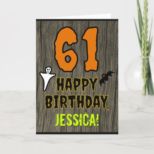 61st Birthday Spooky Halloween Theme Custom Name Card