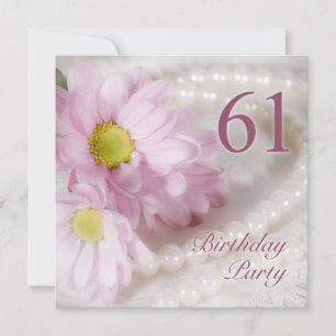 61st Birthparty invitation with daisies