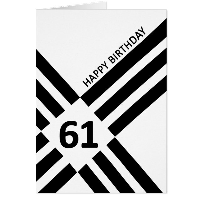 61st Diagonal Black Line Design Birthday Cards (Front)
