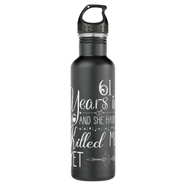 61st Wedding Anniversary for Him Couple 61 Years o Stainless Steel Water Bottle (Front)