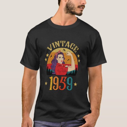 61Th Birthday Gift 61 Years Old For Women Retro Vi T_Shirt