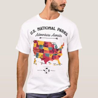 62 National Parks Map Gifts US Park Vintage Campin T-Shirt