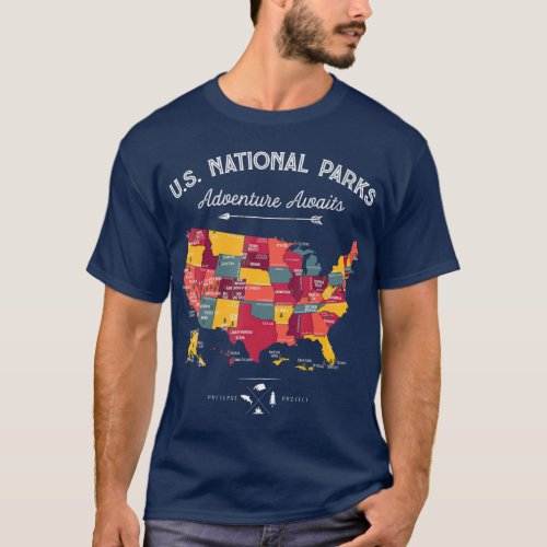 62 National Parks Map Gifts US Park Vintage T_Shirt