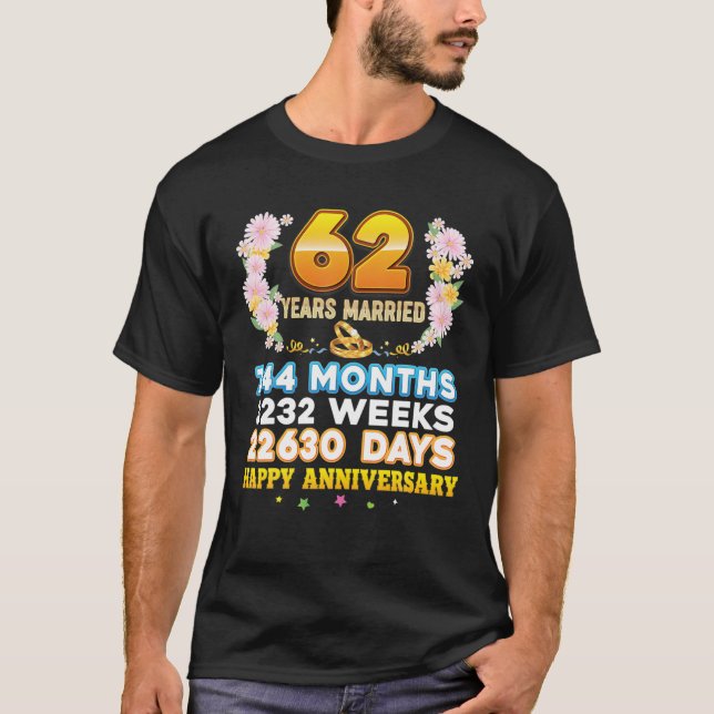62 Year Married Happy 62Nd Wedding Anniversary Cou T-Shirt (Front)