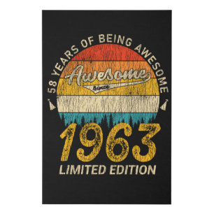62 Year Old 1963 Retro Awesome 62nd Birthday Gift Faux Canvas Print