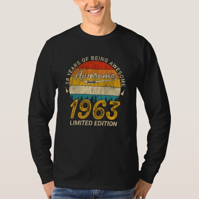 62 Year Old 1963 Retro Awesome 62nd Birthday Gift T-Shirt (Front)