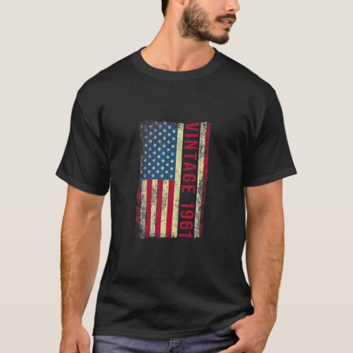 62 Year Old  Vintage 1961 American Flag 62nd Birth T_Shirt