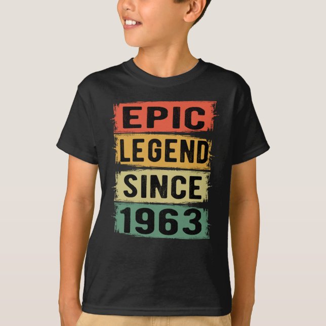 62 Years Old Bday 1963 Epic Legend 62nd Birthday T-Shirt (Front)