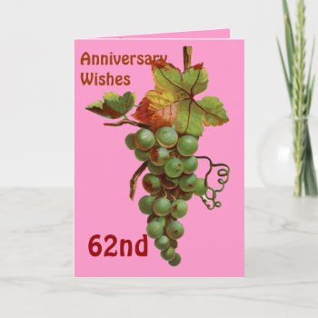 62nd Anniversary Wishes  Customiseable Card by windsorarts at Zazzle