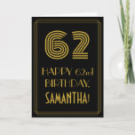 [ Thumbnail: 62nd Birthday: Art Deco Inspired Look "62" & Name Card ]