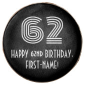 62nd Birthday - Art Deco Inspired Look "62", Name Chocolate Covered Oreo (Front)