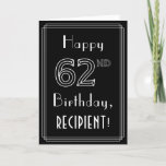 [ Thumbnail: 62nd Birthday: Art Deco Style # 62 & Custom Name Card ]