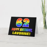 [ Thumbnail: 62nd Birthday: Bold, Fun, Simple, Rainbow 62 Card ]