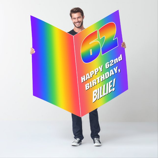 62nd Birthday: Colorful, Fun Rainbow Pattern # 62 Card (In Situ)