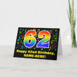 [ Thumbnail: 62nd Birthday: Colorful Music Symbols & Rainbow 62 Card ]