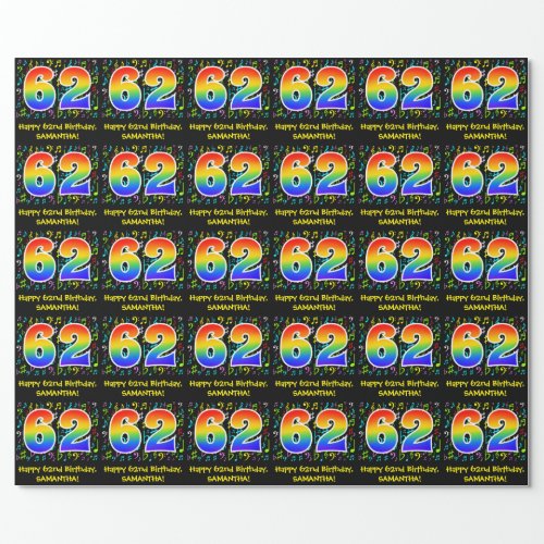 62nd Birthday Colorful Music Symbols Rainbow 62 Wrapping Paper
