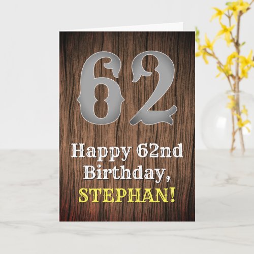 62nd Birthday Country Western Inspired Look Name Card