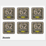 [ Thumbnail: 62nd Birthday: Floral Number, Faux Wood Look, Name Sticker ]