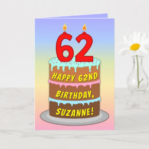 62 Year Old Cake Birthday Cards | Zazzle