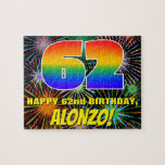 [ Thumbnail: 62nd Birthday: Fun, Colorful Celebratory Fireworks Jigsaw Puzzle ]