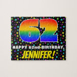 [ Thumbnail: 62nd Birthday — Fun, Colorful Star Field Pattern Jigsaw Puzzle ]