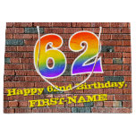 [ Thumbnail: 62nd Birthday: Fun, Graffiti-Inspired Rainbow # 62 Gift Bag ]