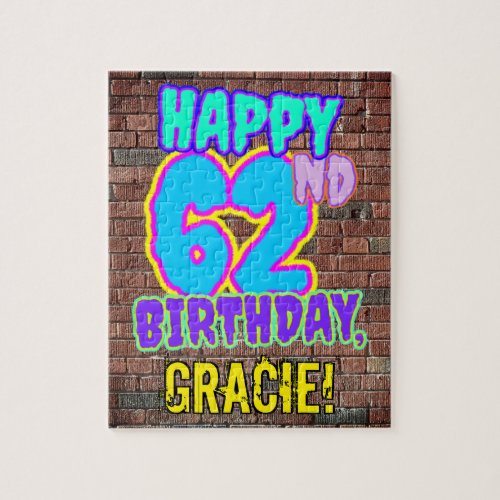 62nd Birthday  Fun Urban Graffiti Inspired Look Jigsaw Puzzle