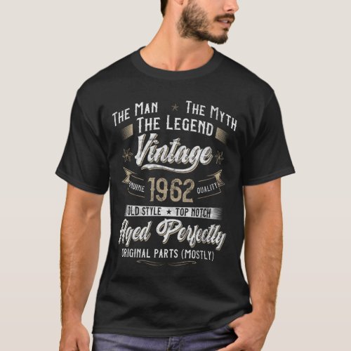 62nd Birthday Gift Vintage 1962 62 Years Old T_Shirt