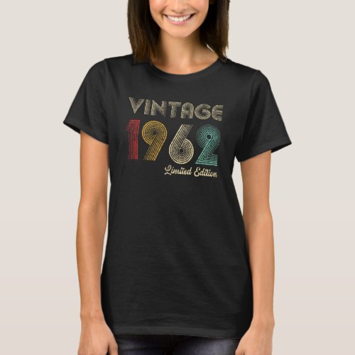 62nd Birthday Gift Vintage 1962 62 Years Old T_Shirt
