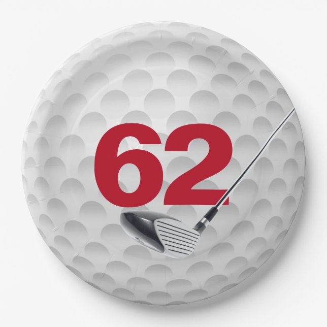 62nd Birthday Golf Ball Design  Paper Plates (Front)