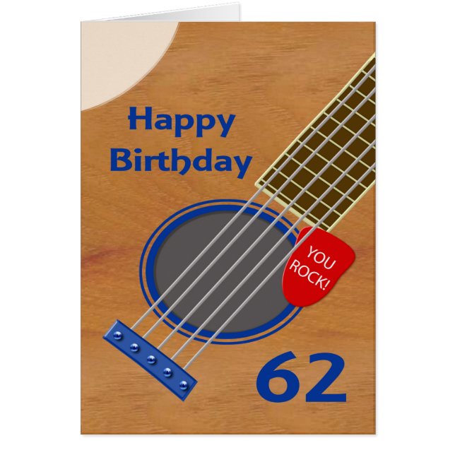 62nd Birthday Guitar Player Birthday Cards (Front)