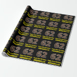 [ Thumbnail: 62nd Birthday: Name & Faux Wood Grain Pattern "62" Wrapping Paper ]
