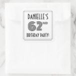 [ Thumbnail: 62nd Birthday Party: Art Deco Style + Custom Name Sticker ]