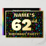 [ Thumbnail: 62nd Birthday Party — Fun, Colorful Music Symbols Invitation ]
