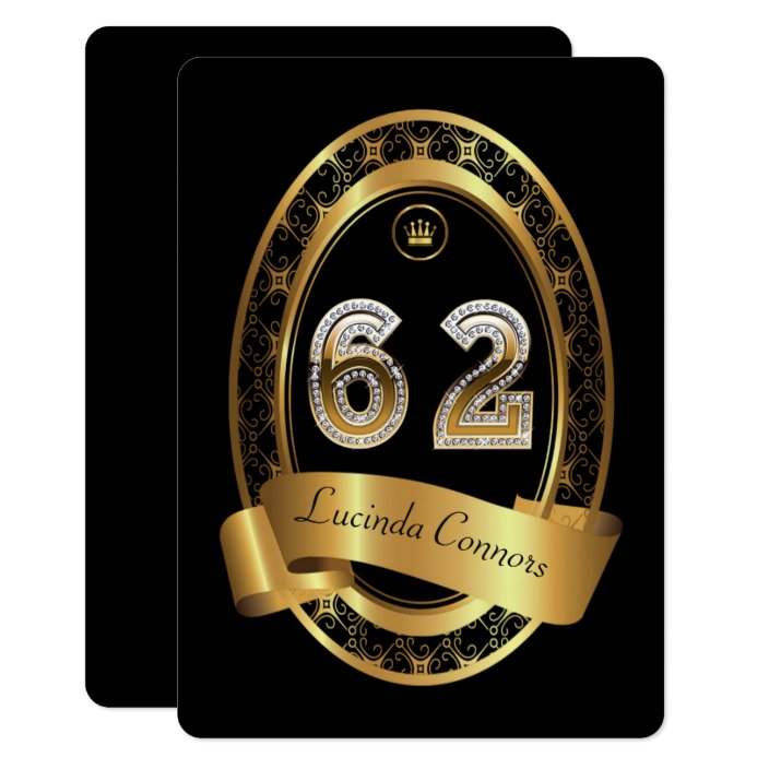 62nd Birthday Party Woman Man Elegant Color Invitation Zazzle Com
