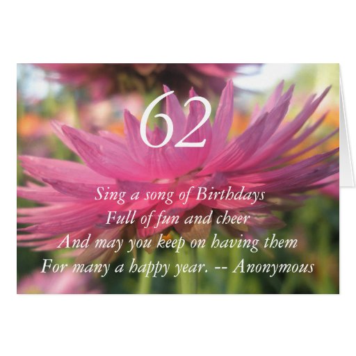 62nd Birthday Pink Paper Daisy Quote Card | Zazzle