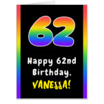 [ Thumbnail: 62nd Birthday: Rainbow Spectrum # 62, Custom Name Card ]