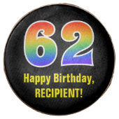 62nd Birthday - Rainbow Spectrum Pattern Number 62 Chocolate Covered Oreo (Front)