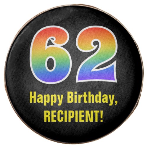 62nd Birthday _ Rainbow Spectrum Pattern Number 62 Chocolate Covered Oreo