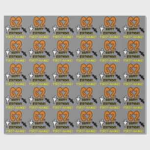 62nd Birthday: Spooky Halloween Theme, Custom Name Wrapping Paper