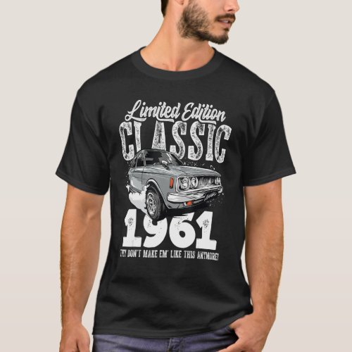 62nd birthday Vintage Classic Car 1961 B day 62 ye T_Shirt