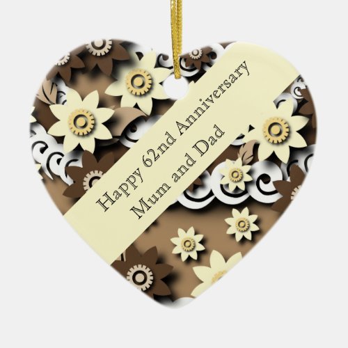 62nd Wedding Anniversary   Ceramic Ornament