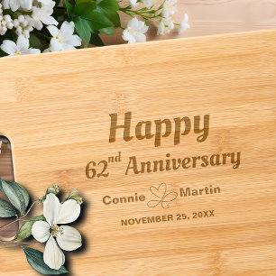 62nd Wedding Anniversary Elegant Engraved Cutting Board