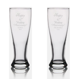 62nd Wedding Anniversary Elegant Script Pilsner Glass