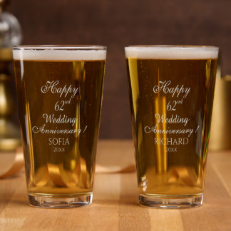 62nd Wedding Anniversary Elegant Script Pint Glass