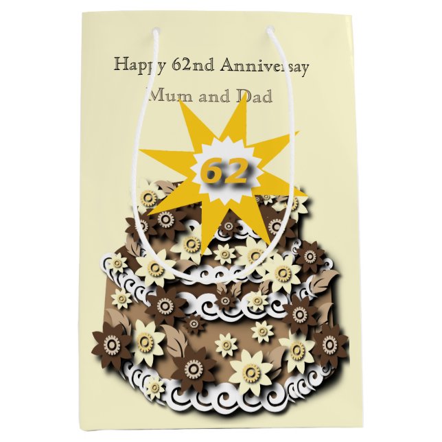 62nd Wedding Anniversary  Medium Gift Bag (Front)