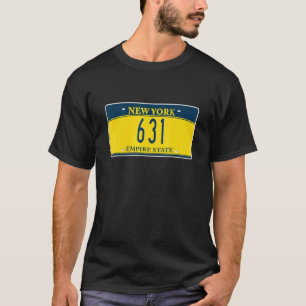 631 Area Code Long Island NY New York License Plat T-Shirt